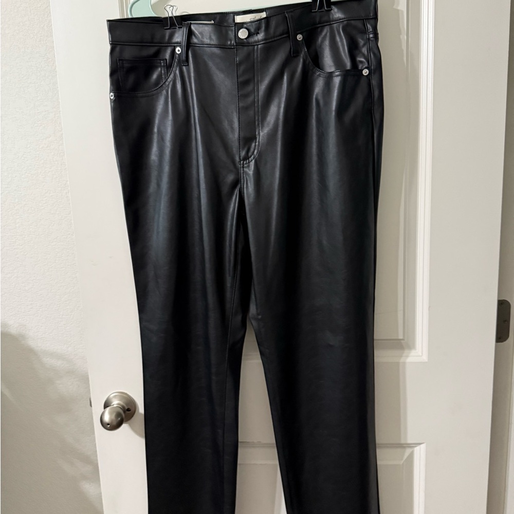 Universal Thread Black Faux Leather Straight Leg Pants